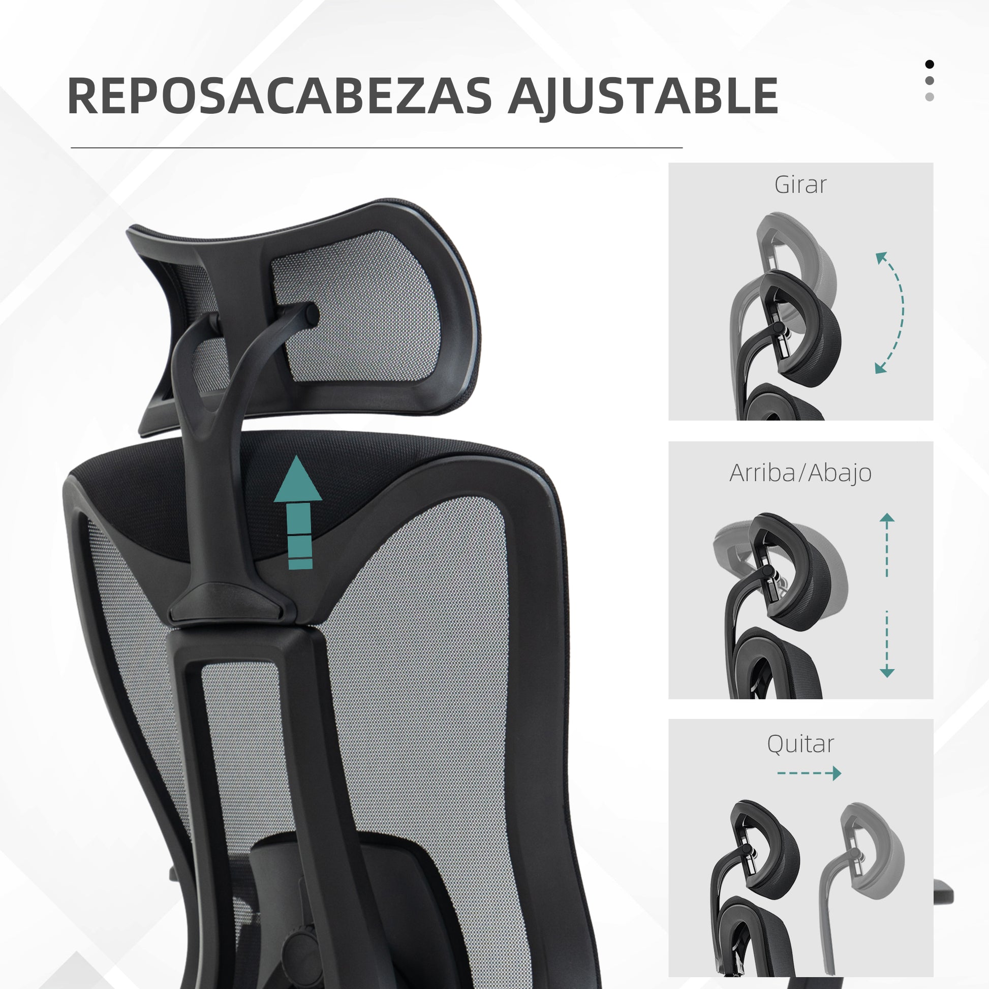 Mesh Office Chair Reclining Desk Chair with Adjustable Headrest Lumbar Support and 3D Armrests 150 kg Capacity 70x66x120-128 cm Black