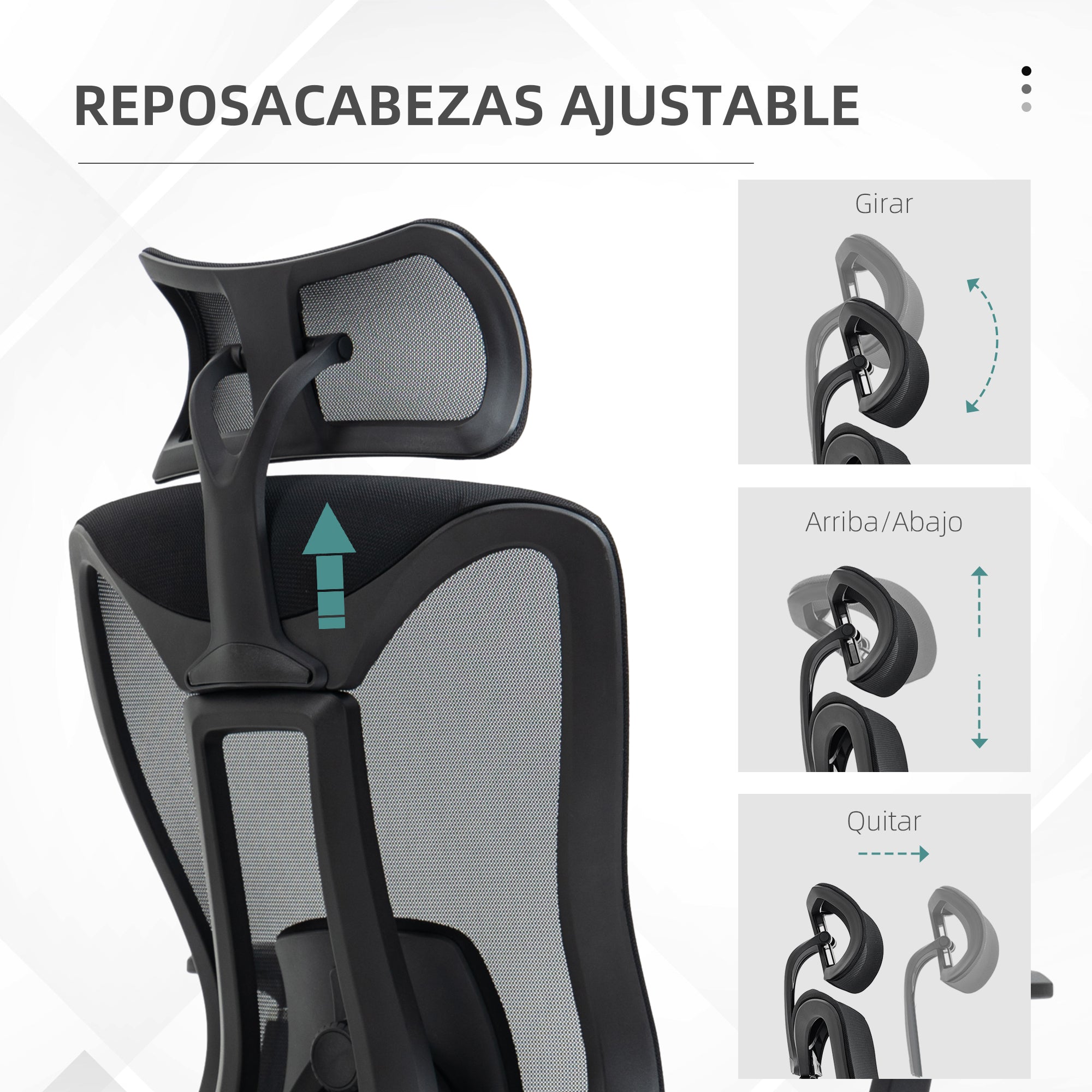 Mesh Office Chair Reclining Desk Chair with Adjustable Headrest Lumbar Support and 3D Armrests 150 kg Capacity 70x66x120-128 cm Black