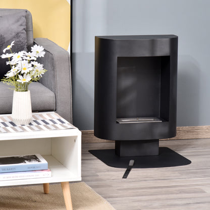 1.5L Ethanol Fireplace with 3 Hours Duration, Fireplace with Cover up to 20 sqm Heat Output 2000W, 46.5x53x65cm, Black