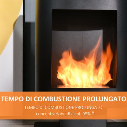 1.5L Ethanol Fireplace with 3 Hours Duration, Fireplace with Cover up to 20 sqm Heat Output 2000W, 46.5x53x65cm, Black