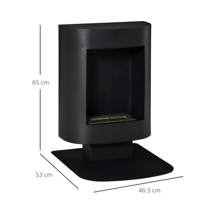 1.5L Ethanol Fireplace with 3 Hours Duration, Fireplace with Cover up to 20 sqm Heat Output 2000W, 46.5x53x65cm, Black