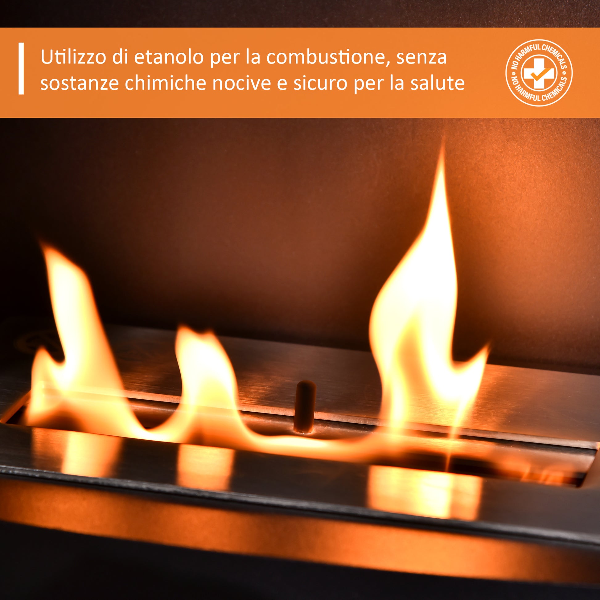 1.5L Ethanol Fireplace with 3 Hours Duration, Fireplace with Cover up to 20 sqm Heat Output 2000W, 46.5x53x65cm, Black