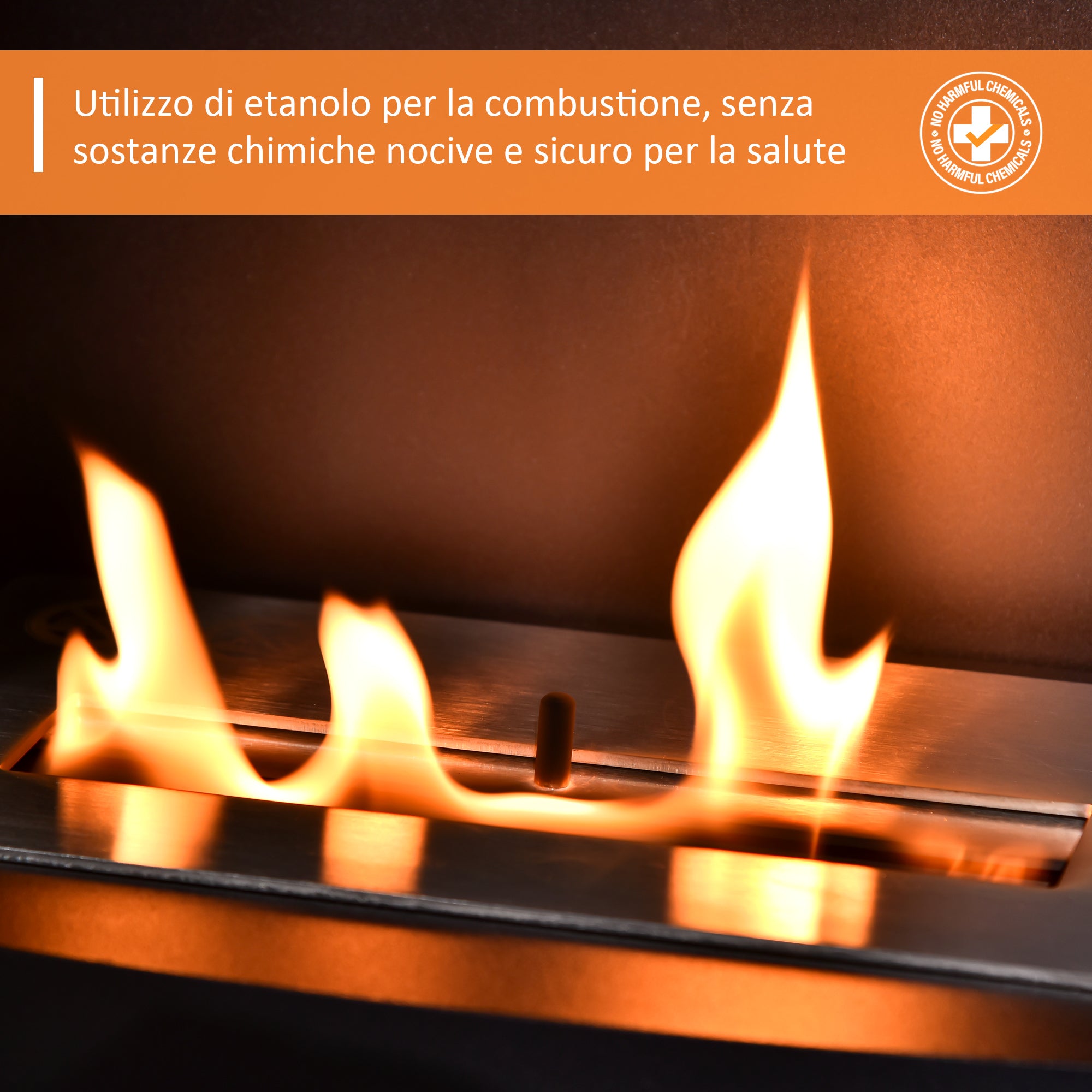 1.5L Ethanol Fireplace with 3 Hours Duration, Fireplace with Cover up to 20 sqm Heat Output 2000W, 46.5x53x65cm, Black