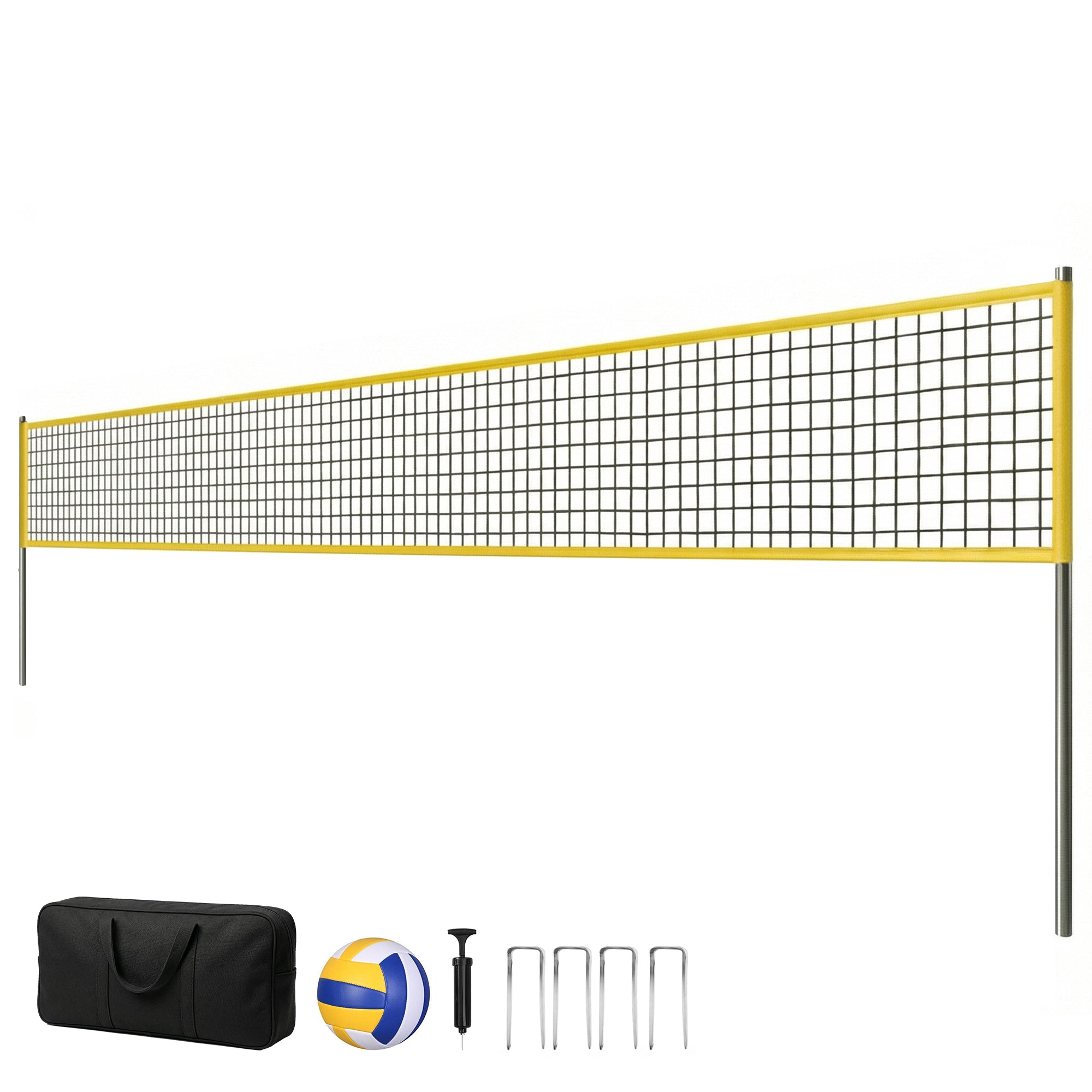 SPORTNOW Badminton Set – Adjustable Badminton/Volleyball Net with Height-Adjustable Steel Poles, Portable Net, Volleyball, Boundary Lines, Carry Bag for Indoor & Outdoor