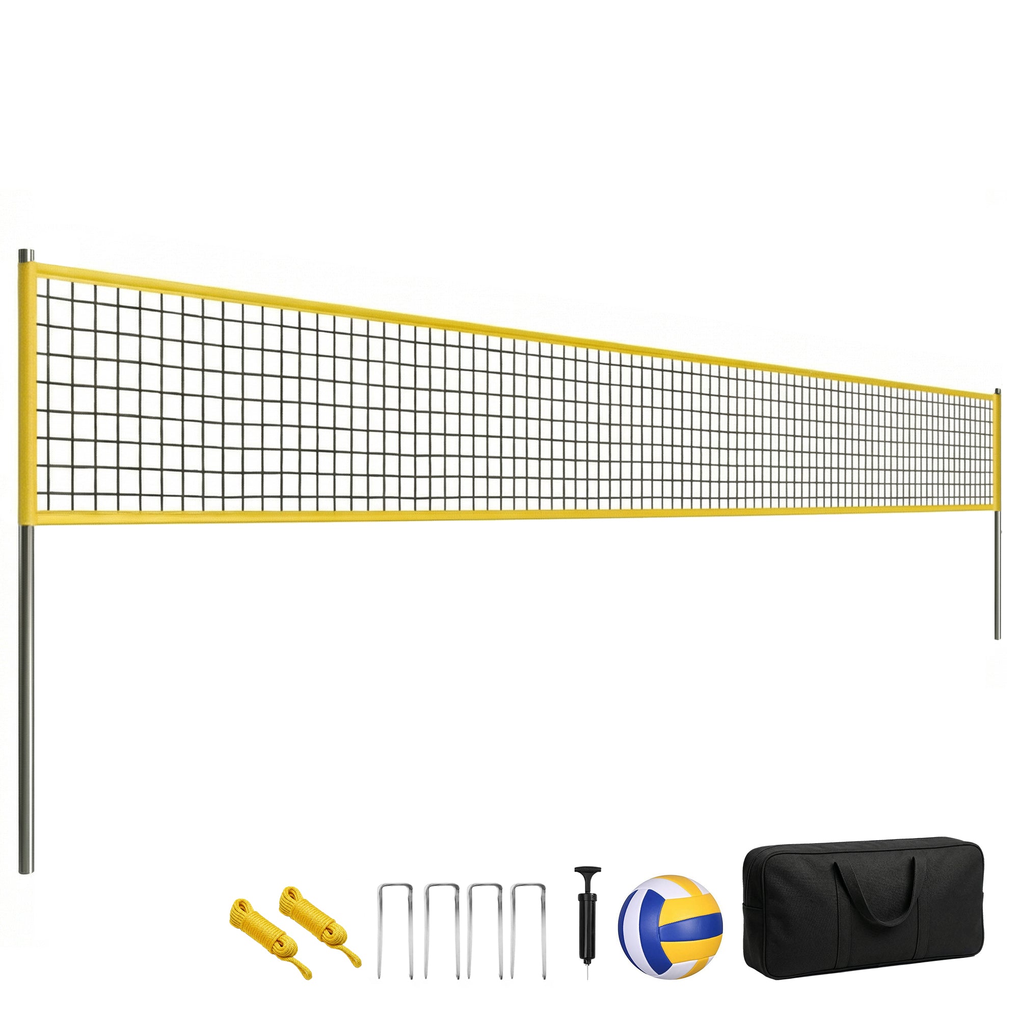 SPORTNOW Badminton Set – Adjustable Badminton/Volleyball Net with Height-Adjustable Steel Poles, Portable Net, Volleyball, Boundary Lines, Carry Bag for Indoor & Outdoor