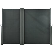 Double Side Awning Privacy Screen Retractable Windbreak 6L x 1.80H m High-Density 180 g/m² Anti-UV Polyester Gray