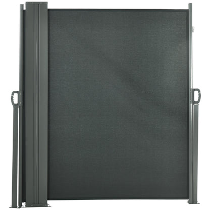 Double Side Awning Privacy Screen Retractable Windbreak 6L x 1.80H m High-Density 180 g/m² Anti-UV Polyester Gray