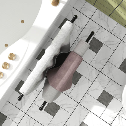 Freestanding Towel Rack 2-Tier Metal Towel Holder for Bathroom, 50W x 18.5D x 85H cm, Black