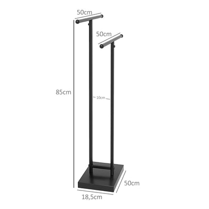 Freestanding Towel Rack 2-Tier Metal Towel Holder for Bathroom, 50W x 18.5D x 85H cm, Black
