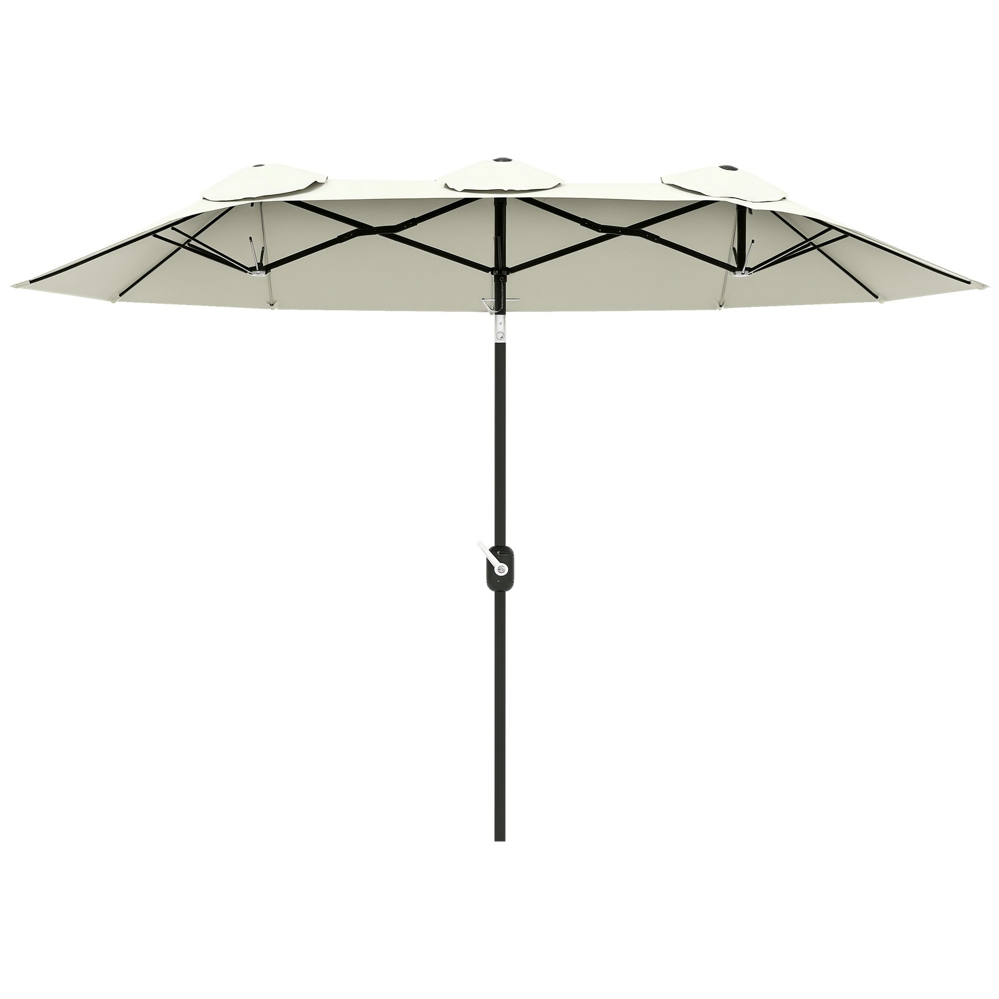 Double Umbrella 2.95x1.52 m Patio Umbrella with 45° Tilt Manual Crank and 3 Ventilation Holes Large Umbrella for Patio Beach Pool Beige