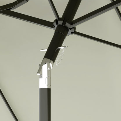 Double Umbrella 2.95x1.52 m Patio Umbrella with 45° Tilt Manual Crank and 3 Ventilation Holes Large Umbrella for Patio Beach Pool Beige