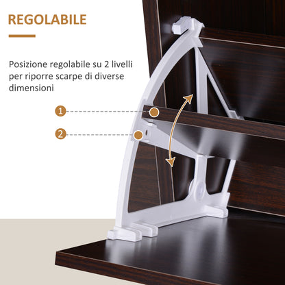 Slim Entrance Shoe Cabinet with 4 Flip Doors, Modern Shoe Cabinet for 24 Pairs of Shoes with Adjustable Shelves, Wooden Shoe Rack, 120x24x81cm, Brown