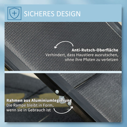 Pet Ramp Dog Ramp Foldable Car Ramp, Aluminum Pet Entrance Aid for Cars, Trucks, and SUVs, Up to 40 kg, 158 x 43.5 cm