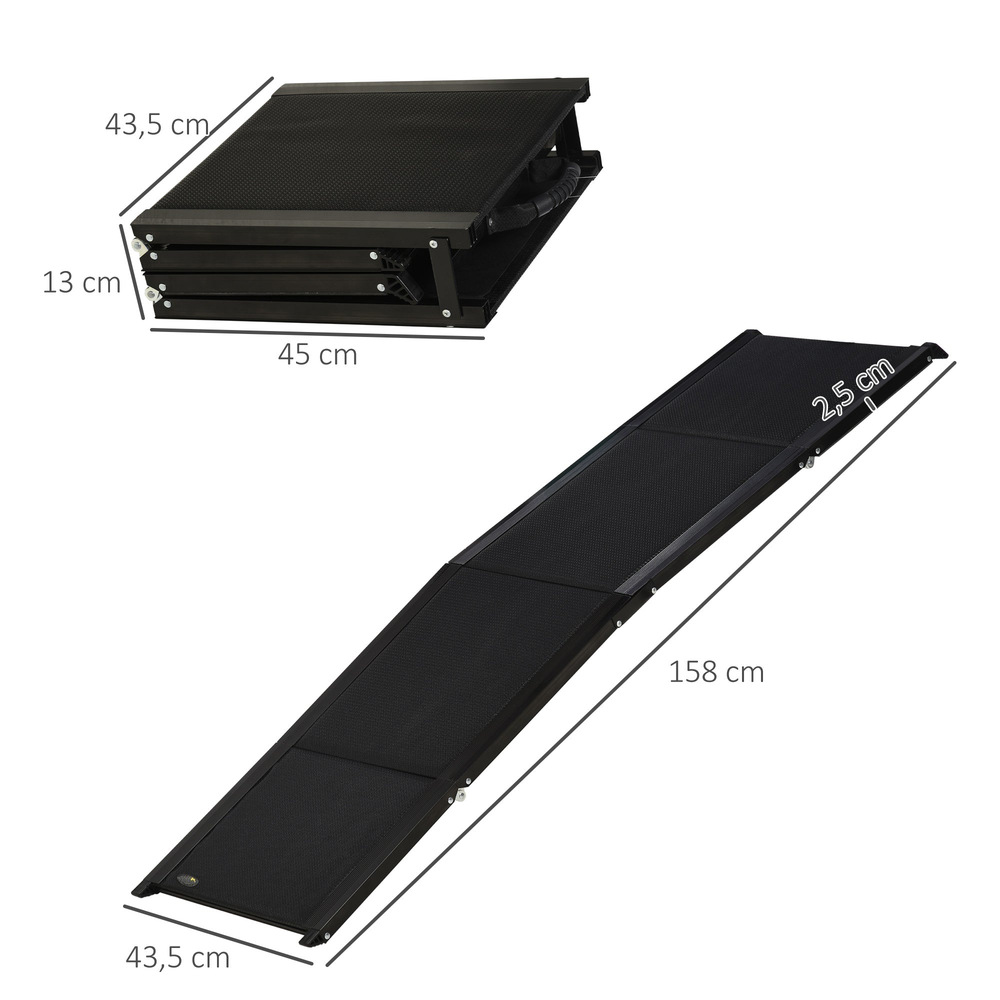 Pet Ramp Dog Ramp Foldable Car Ramp, Aluminum Pet Entrance Aid for Cars, Trucks, and SUVs, Up to 40 kg, 158 x 43.5 cm