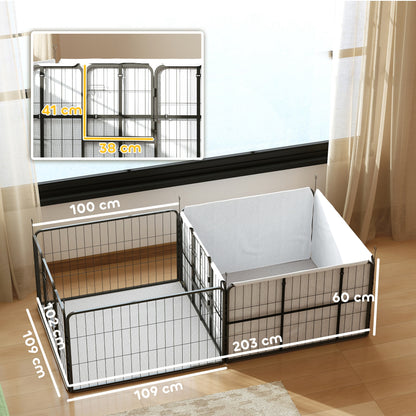 7-Panel Whelping Pen & Puppy Playpen with Washable Birth Pad, 80 x 40.2 x 23.6 in, Black (for Small/Medium Dogs)