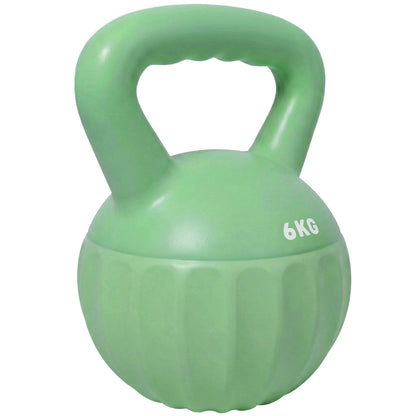 SPORTNOW Sand-Filled Kettlebell 6 kg (13.2 lb) – Green – Non-Slip Handle, Stable Base for Home Strength Training