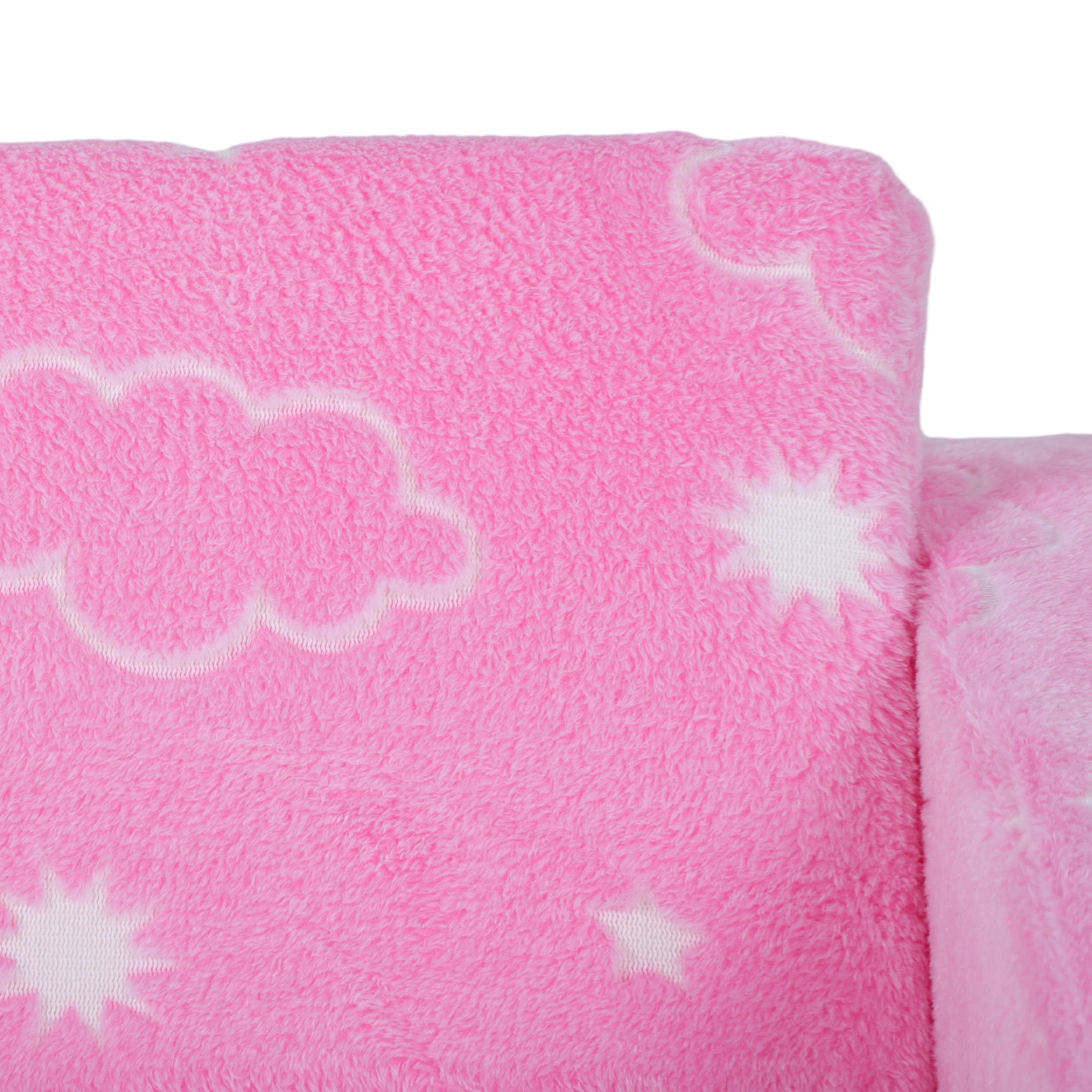 Kids Foldable Reclining Children's Sofa 2-in-1 Luminous Fabric Upholstered Sofa with Washable Cushion and Cover for Bedroom Living Room Pink