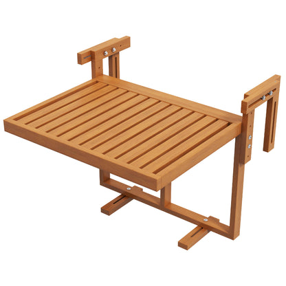 Hanging Balcony Table, Foldable Balcony Hanging Table, Adjustable Height Hanging Table, Holds up to 20 kg, for Terrace, Garden, Pine, 68 x 65 cm, Teak