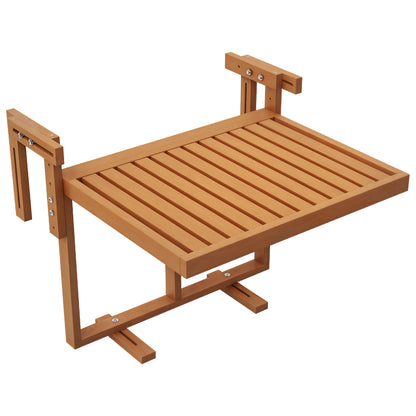Hanging Balcony Table, Foldable Balcony Hanging Table, Adjustable Height Hanging Table, Holds up to 20 kg, for Terrace, Garden, Pine, 68 x 65 cm, Teak