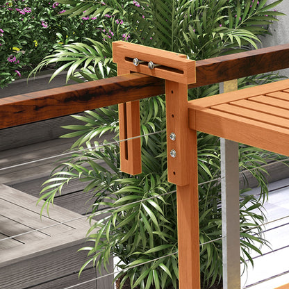 Hanging Balcony Table, Foldable Balcony Hanging Table, Adjustable Height Hanging Table, Holds up to 20 kg, for Terrace, Garden, Pine, 68 x 65 cm, Teak
