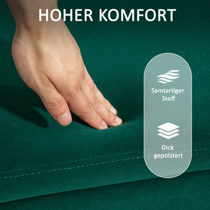 Storage Bench Upholstered Bench with Velvet Look, Storage Chest with Metal Legs, Trunk Bench for Living Room Bedroom Hallway 100 x 40 x 42 cm, Green