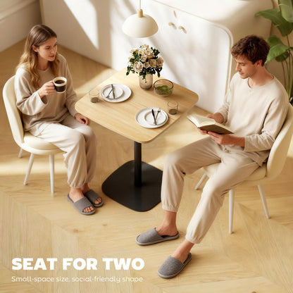 Dining Table — Modern 2-Person 24" x 24" Square Table with Steel Frame, Natural Wood