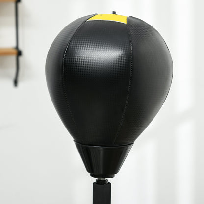 SPORTNOW Punching Ball, 145-180 cm Height Adjustable Free Standing Boxing Bag Trainer with Suction Cup, Stand Boxing Ball, Speed Ball for Exercise, Training, Synthetic Leather, Black