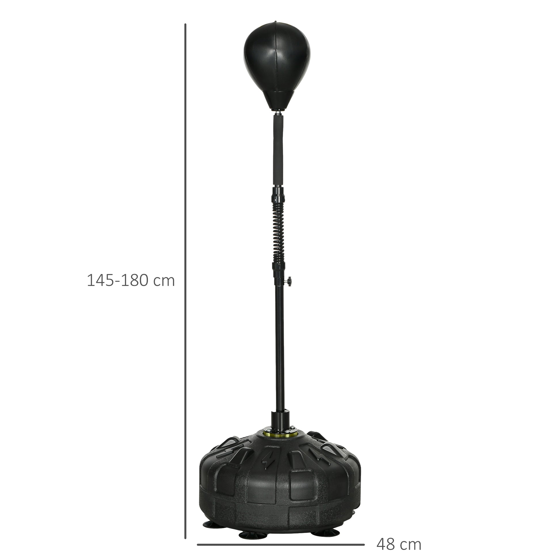 SPORTNOW Punching Ball, 145-180 cm Height Adjustable Free Standing Boxing Bag Trainer with Suction Cup, Stand Boxing Ball, Speed Ball for Exercise, Training, Synthetic Leather, Black