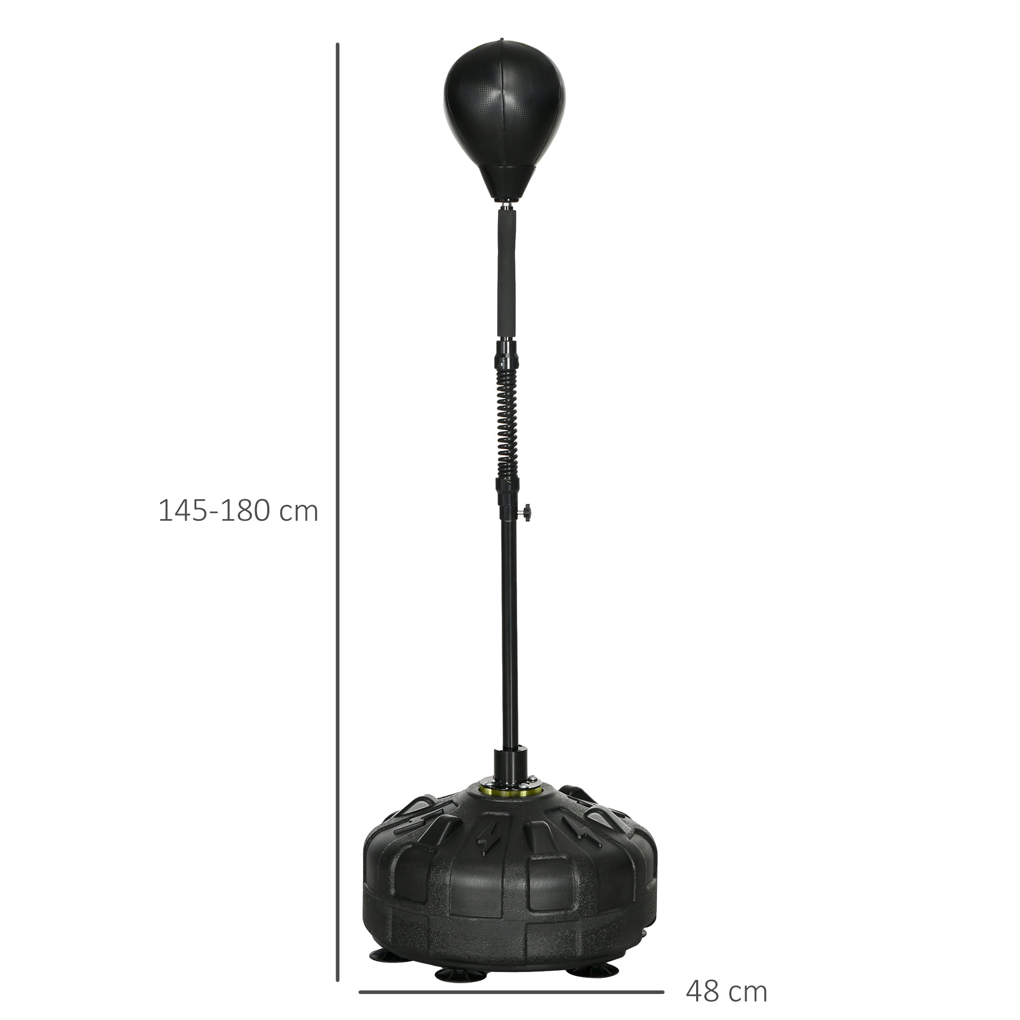 SPORTNOW Punching Ball, 145-180 cm Height Adjustable Free Standing Boxing Bag Trainer with Suction Cup, Stand Boxing Ball, Speed Ball for Exercise, Training, Synthetic Leather, Black