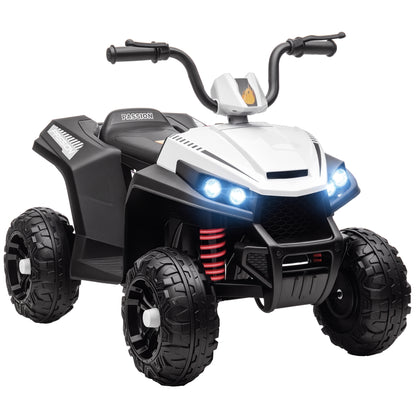 Electric Quad for Kids 12V Children’s Quad with 4-Wheel Suspension, MP3 Music Player, Kids Vehicle with Headlight, Forward and Reverse Gear, for 3-5 Years Kids, 5 km/h, Metal, White