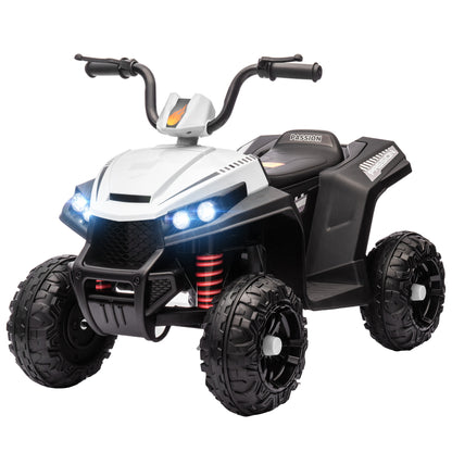 Electric Quad for Kids 12V Children’s Quad with 4-Wheel Suspension, MP3 Music Player, Kids Vehicle with Headlight, Forward and Reverse Gear, for 3-5 Years Kids, 5 km/h, Metal, White