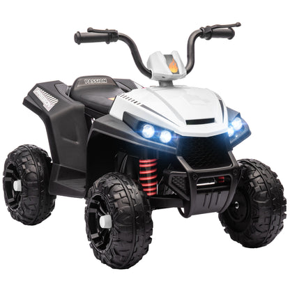 Electric Quad for Kids 12V Children’s Quad with 4-Wheel Suspension, MP3 Music Player, Kids Vehicle with Headlight, Forward and Reverse Gear, for 3-5 Years Kids, 5 km/h, Metal, White