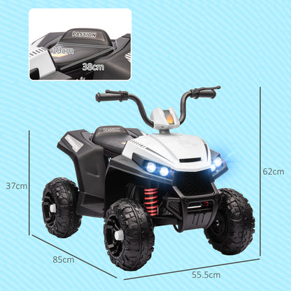Electric Quad for Kids 12V Children’s Quad with 4-Wheel Suspension, MP3 Music Player, Kids Vehicle with Headlight, Forward and Reverse Gear, for 3-5 Years Kids, 5 km/h, Metal, White