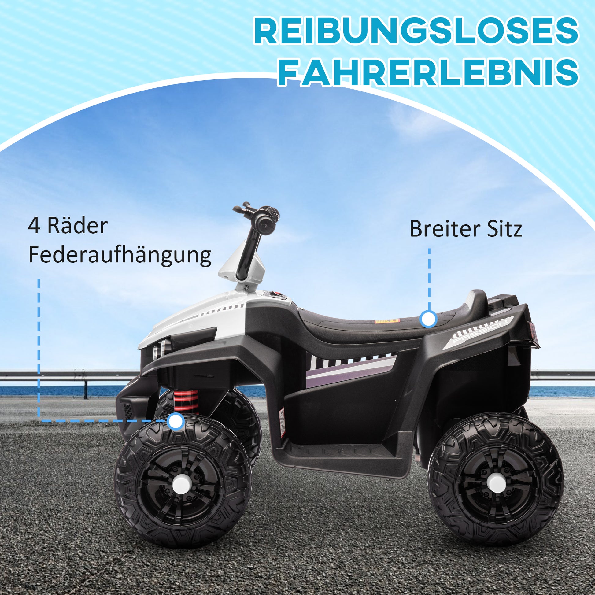 Electric Quad for Kids 12V Children’s Quad with 4-Wheel Suspension, MP3 Music Player, Kids Vehicle with Headlight, Forward and Reverse Gear, for 3-5 Years Kids, 5 km/h, Metal, White