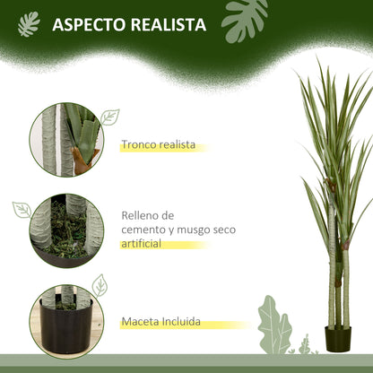 Artificial Yucca Plant in Pot 190 cm Fake Plant with 39 Realistic Leaves for Home Decor Living Room Office Garden Ø17x190 cm Green