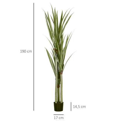 Artificial Yucca Plant in Pot 190 cm Fake Plant with 39 Realistic Leaves for Home Decor Living Room Office Garden Ø17x190 cm Green