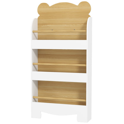 Children's Bookshelf Kids Shelf with 3 Shelves Wooden Storage Shelf Toy Shelf for Toys Books Stand Shelf Children's Room Shelf for Nursery Playroom 55x15x110cm White