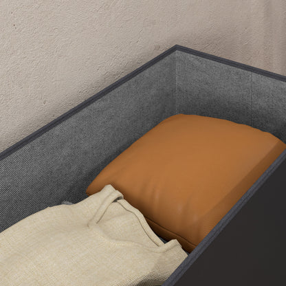 84L Folding Storage Bench, Upholstered Ottoman with PU Leather Cover, 76x38x38cm, Black