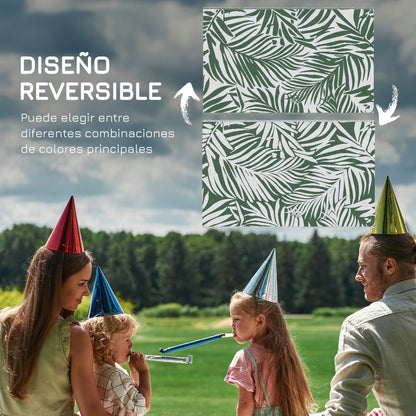 Outdoor Rug 152x243 cm Reversible Rug with Leaf Pattern for Terrace Balcony Patio Camping Beach Dark Green and White