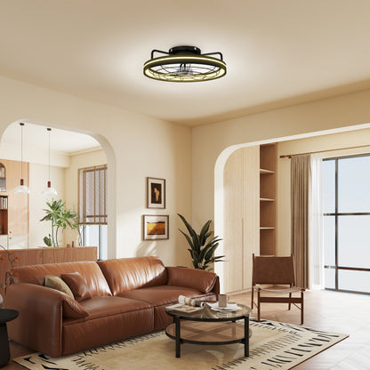 Ceiling Fan with Light, Remote Control, 19 in (48 cm), 40W LED Ceiling Light & Fan, 3 Color Temperatures, Timer, 6 Speeds, Dimmable, Quiet DC Motor, Black Shade