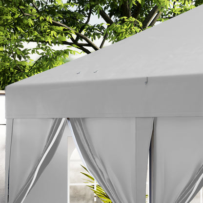 Outdoor Garden Gazebo 3 x 6 m Pop-Up Pergola with 6 Side Walls, Drainage Holes, Transport Bag Included, Foldable Canopy for Camping Festival Wedding, Grey