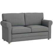Sofa 2 Seater Couch with Armrest Thickly Padded Double Sofa Modern Upholstered Sofa with S-Spring, Linen Look, Wooden Legs for Bedroom Living Room, 150 x 74 x 86 cm, Dark Grey