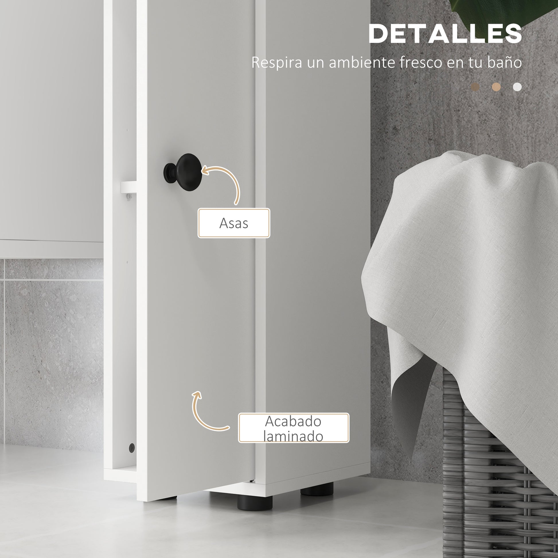 Modern Bathroom Column Tall Bathroom Cabinet with 1 Drawer 5 Adjustable Shelves and 2 Doors Bathroom Furniture Load 30 kg 20x20x180 cm White