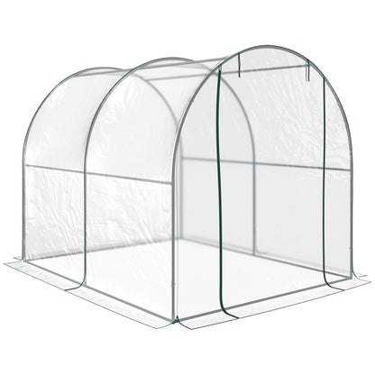 Garden Tunnel Greenhouse, Balcony Greenhouse for Plants and Vegetables with PVC Cover, Roll-Up Door, and Steel Frame, 2x2.5x2m