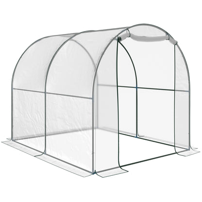 Garden Tunnel Greenhouse, Balcony Greenhouse for Plants and Vegetables with PVC Cover, Roll-Up Door, and Steel Frame, 2x2.5x2m