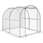 Garden Tunnel Greenhouse, Balcony Greenhouse for Plants and Vegetables with PVC Cover, Roll-Up Door, and Steel Frame, 2x2.5x2m