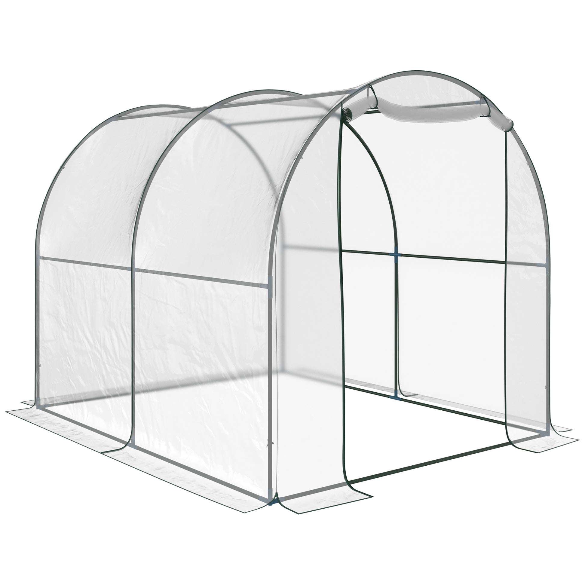 Garden Tunnel Greenhouse, Balcony Greenhouse for Plants and Vegetables with PVC Cover, Roll-Up Door, and Steel Frame, 2x2.5x2m
