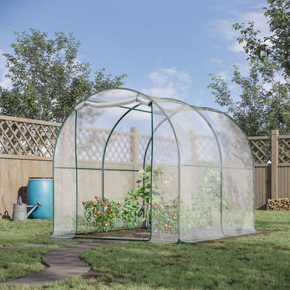 Garden Tunnel Greenhouse, Balcony Greenhouse for Plants and Vegetables with PVC Cover, Roll-Up Door, and Steel Frame, 2x2.5x2m