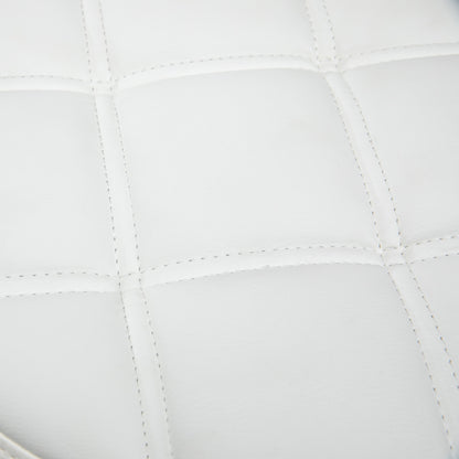 Rolling Stool Height Adjustable Work Stool, Swivel Salon Stool for Office Massage Faux Leather White Ø35.5 x 51-67 cm