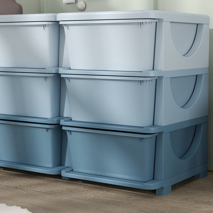 9-Tier Kids Storage Drawer Chest – Toy Organizer & Storage Boxes, Blue, 113 x 37 x 56.5 cm (44.5 x 14.6 x 22.2 in) – For Ages 3–6